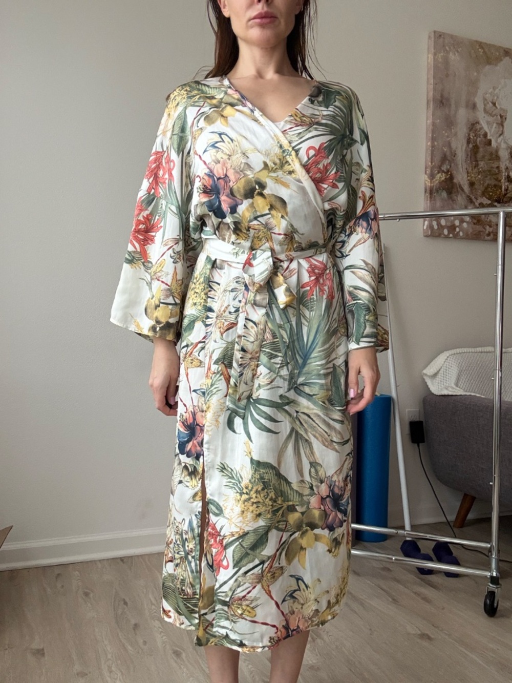 Subtle luxury floral beach tunic